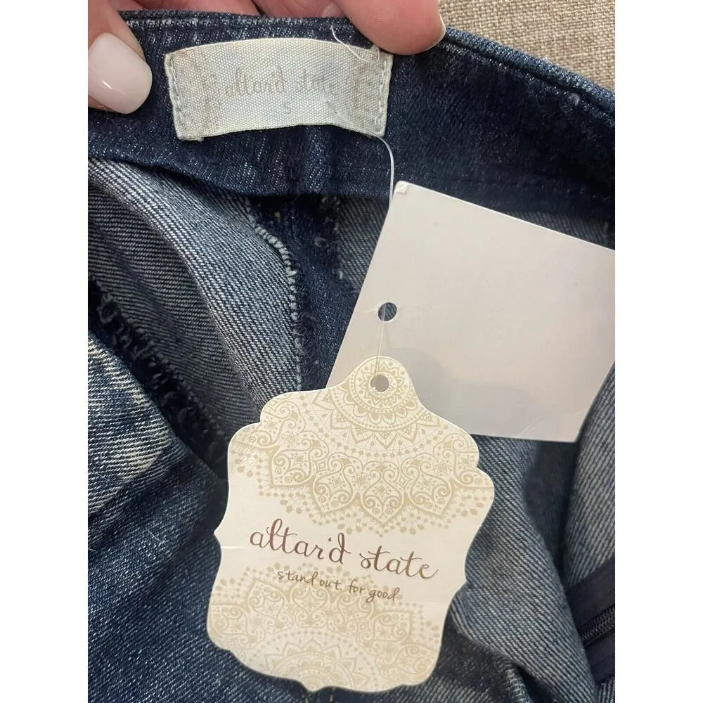 Altar’d State Skirt Denim Blue Scallop Hem Mini Hipster Boho Festival Small NEW - Image 3