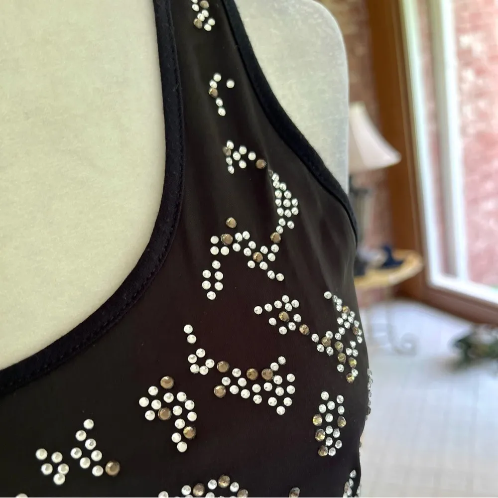 Express Tank Top Black Crystal Silky Knit XS Party Holiday Chic Glam Event - Image 5