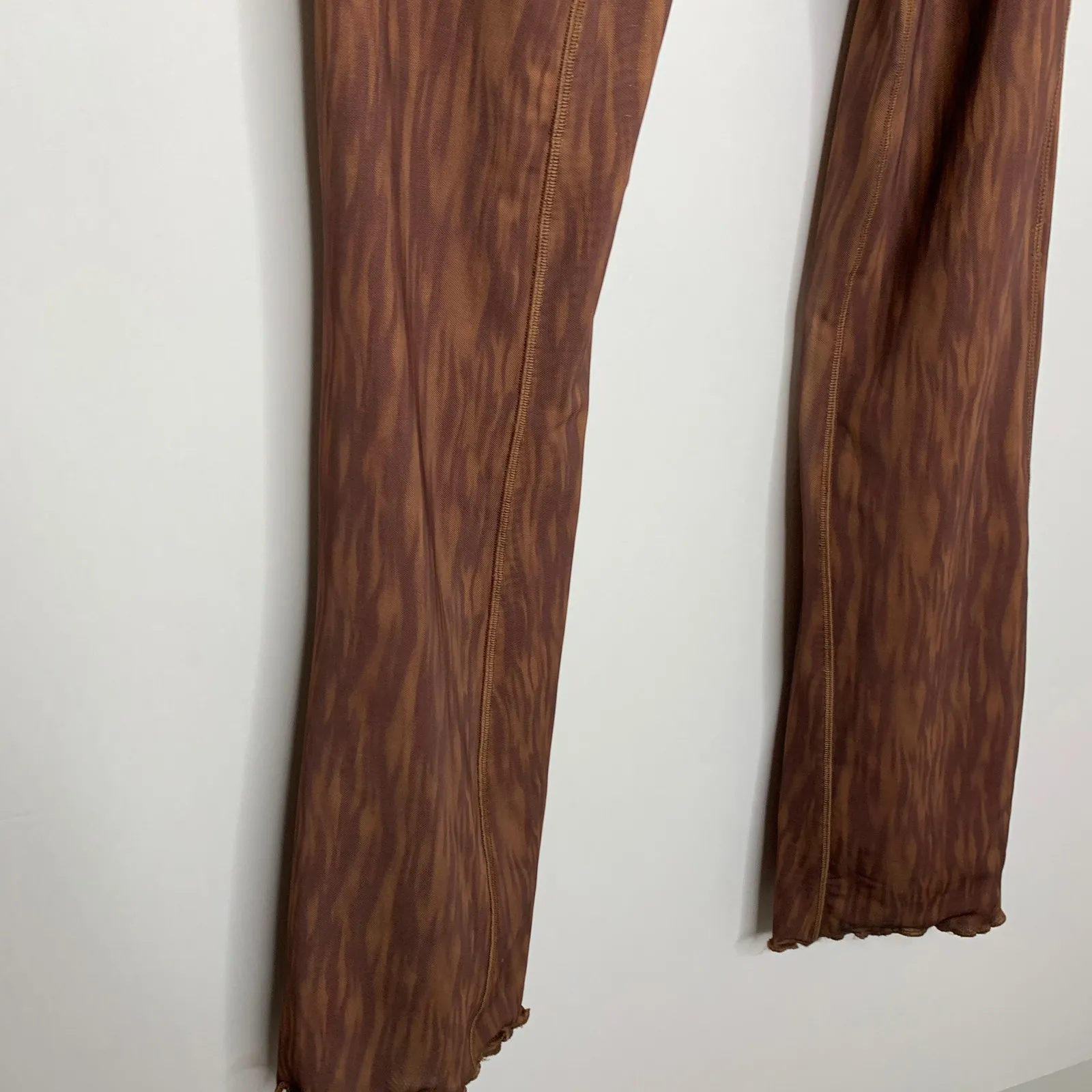 House of CB Erin Mesh Chocolate Brown Print Flare Pants Womens Small - Image 14