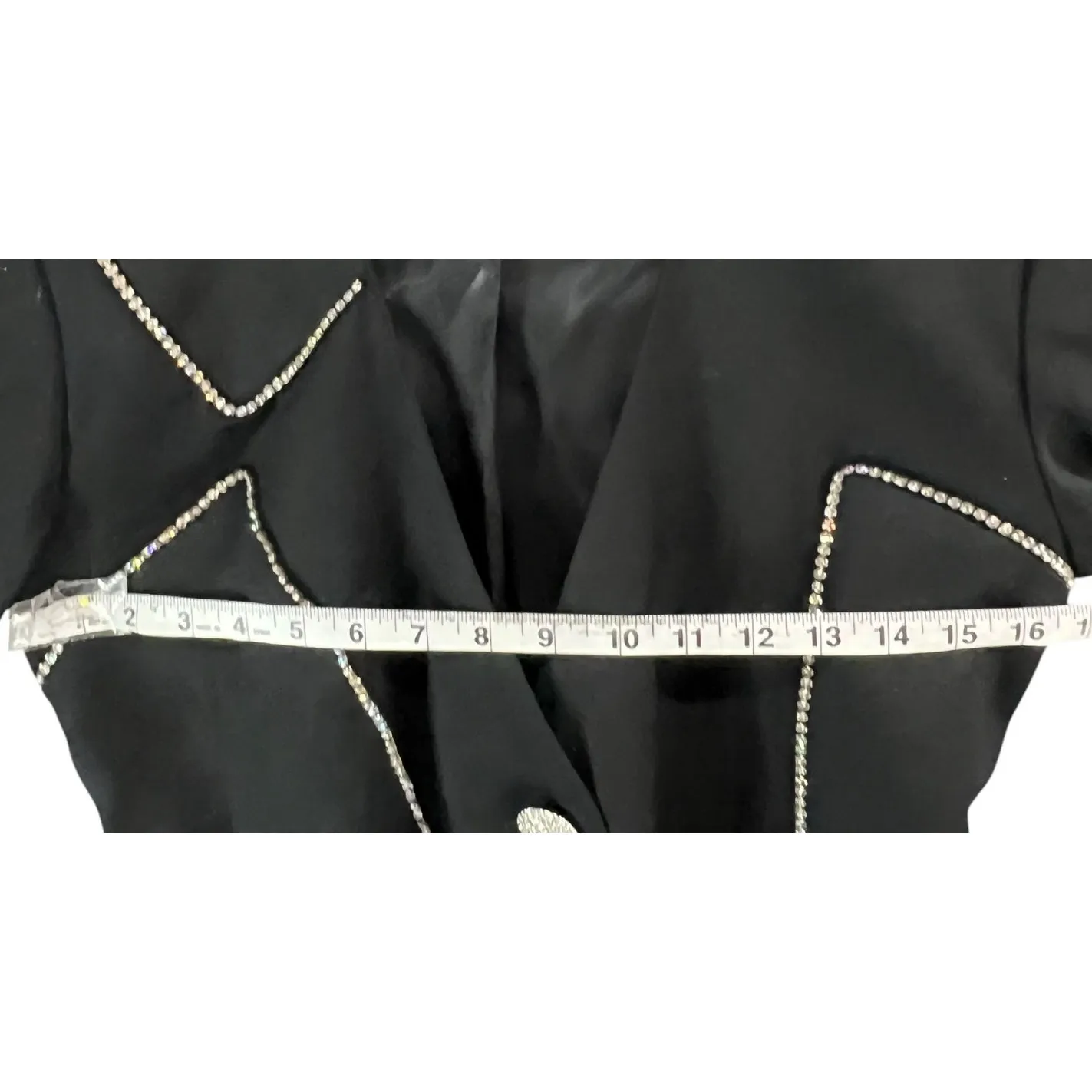 Alberto Makali x Lillie Rubin Blazer 4 Black Wool Rhinestones Jacket Retro Glam - Image 7