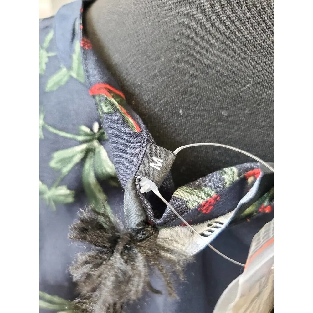 Fig Women's Blue Floral Polyester Henley Neck Long Sleeve Casual Blouse Size M - Image 10