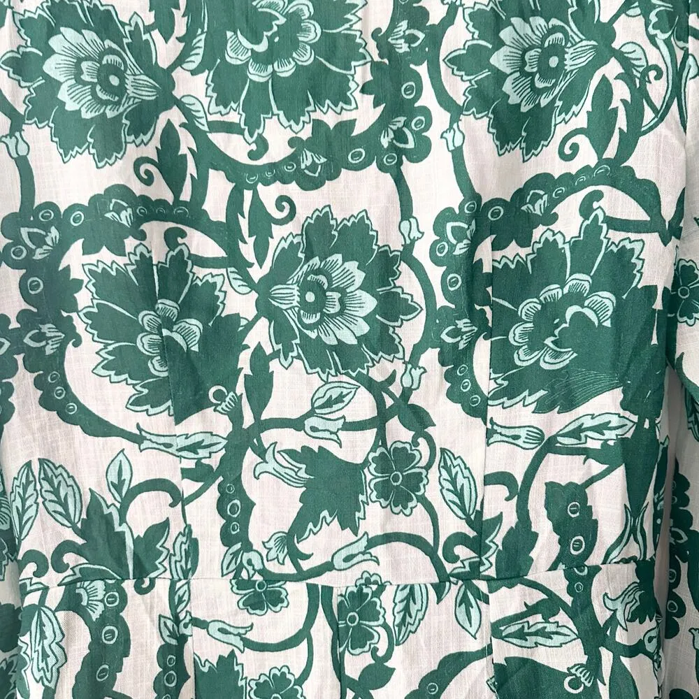 Rumer The Label Bodhi Green White Floral Boho Long Sleeve Shirt Mini Dress M NWT Size M - Image 3