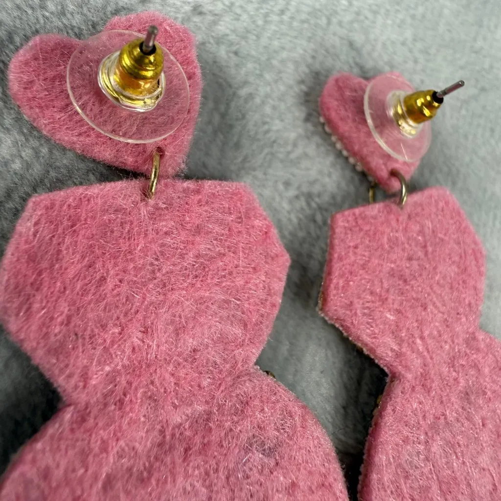 Bridal Party Beaded "Team Bride" Statement Earrings Wedding Pierced Post Pink - Image 11