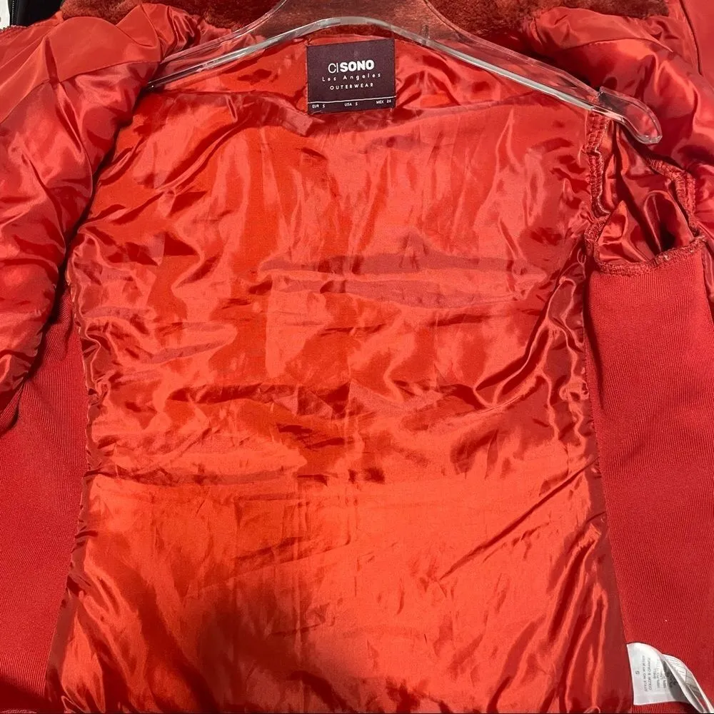 CI Sono Los Angeles Burnt Orange Quilted Puffer Jacket Size Small‎ - Image 4