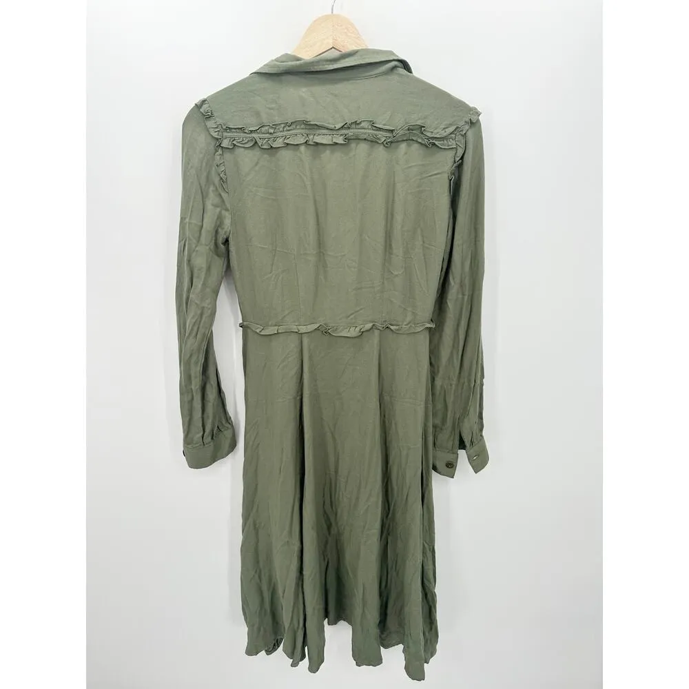 Matilda Jane Women Olive Green Once Upon a Time Tree Canopy Dress Button Down XS - Image 2