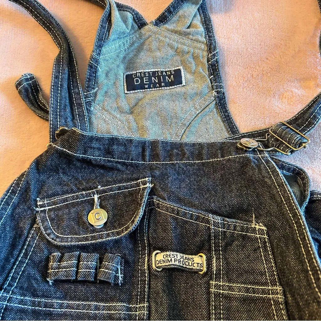 Crest Jeans vintage Y2K overalls with tribal design on legs size L rare Blue Size L - Image 6