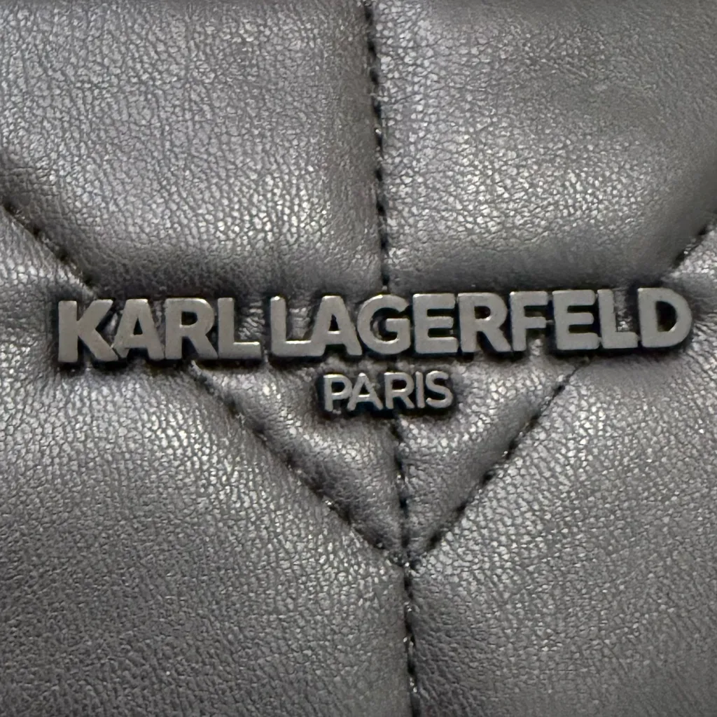 KARL LAGERFELD Paris Quilted Black Faux Leather Lanyard Wallet - Image 6