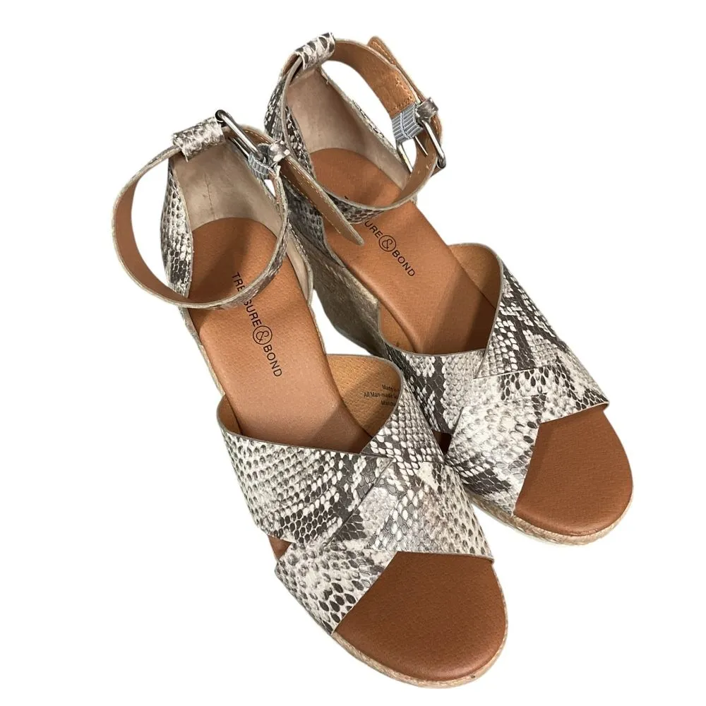 Treasure & Bond Poppy Snake Espadrille Wedge Heels Sandals Size 6M Ankle Strap - Image 3