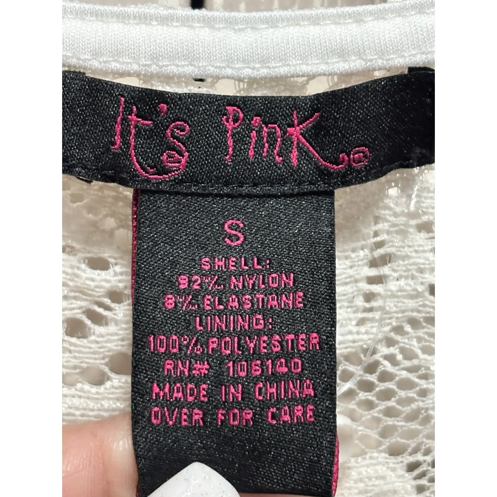 It's Pink Cream Lace Long Sleeve Dress Long Size Small V Neck Lined Babydoll Sty - Image 2