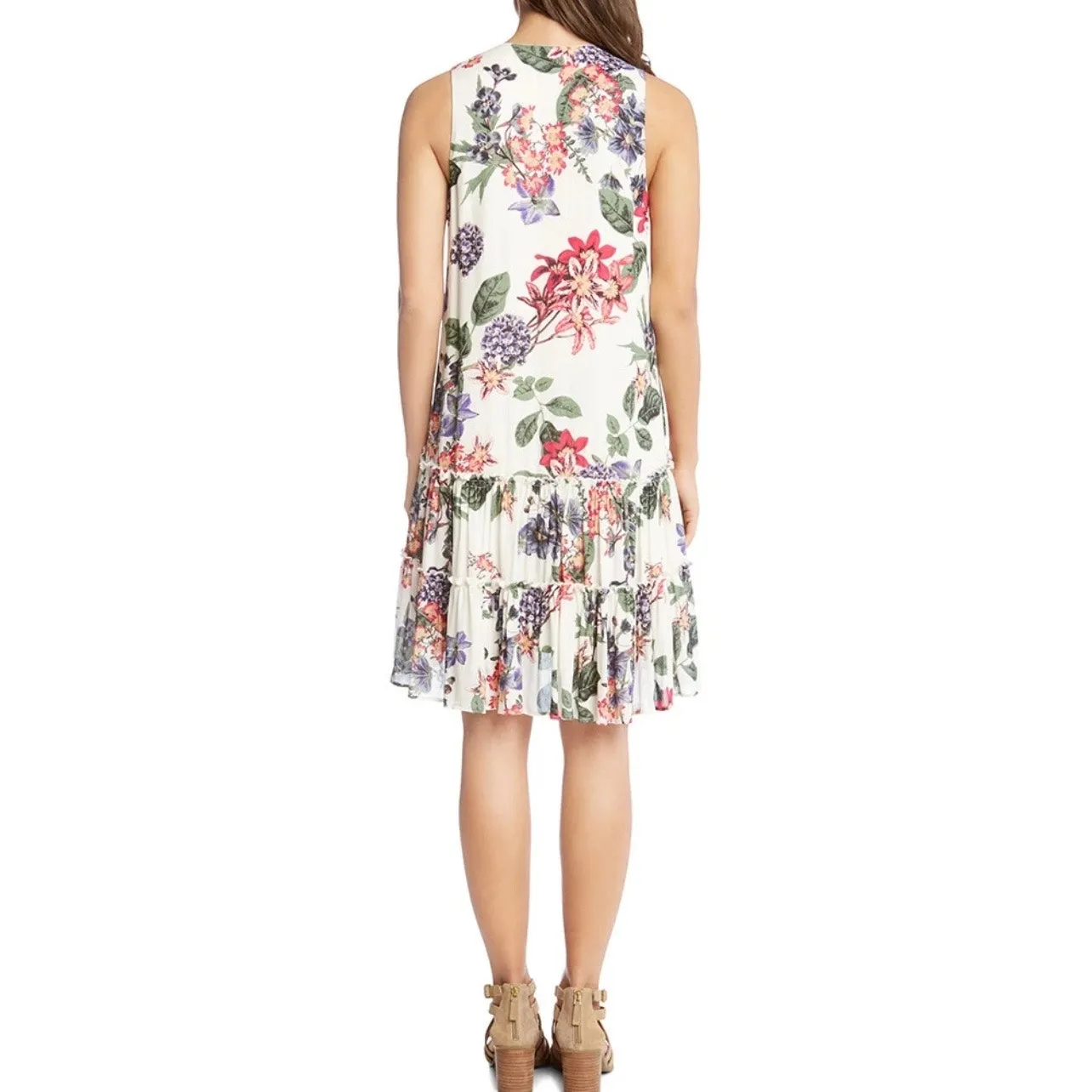 Karen Kane rose garden drop waist shift dress floral sleeveless cottagecore mini - Image 8