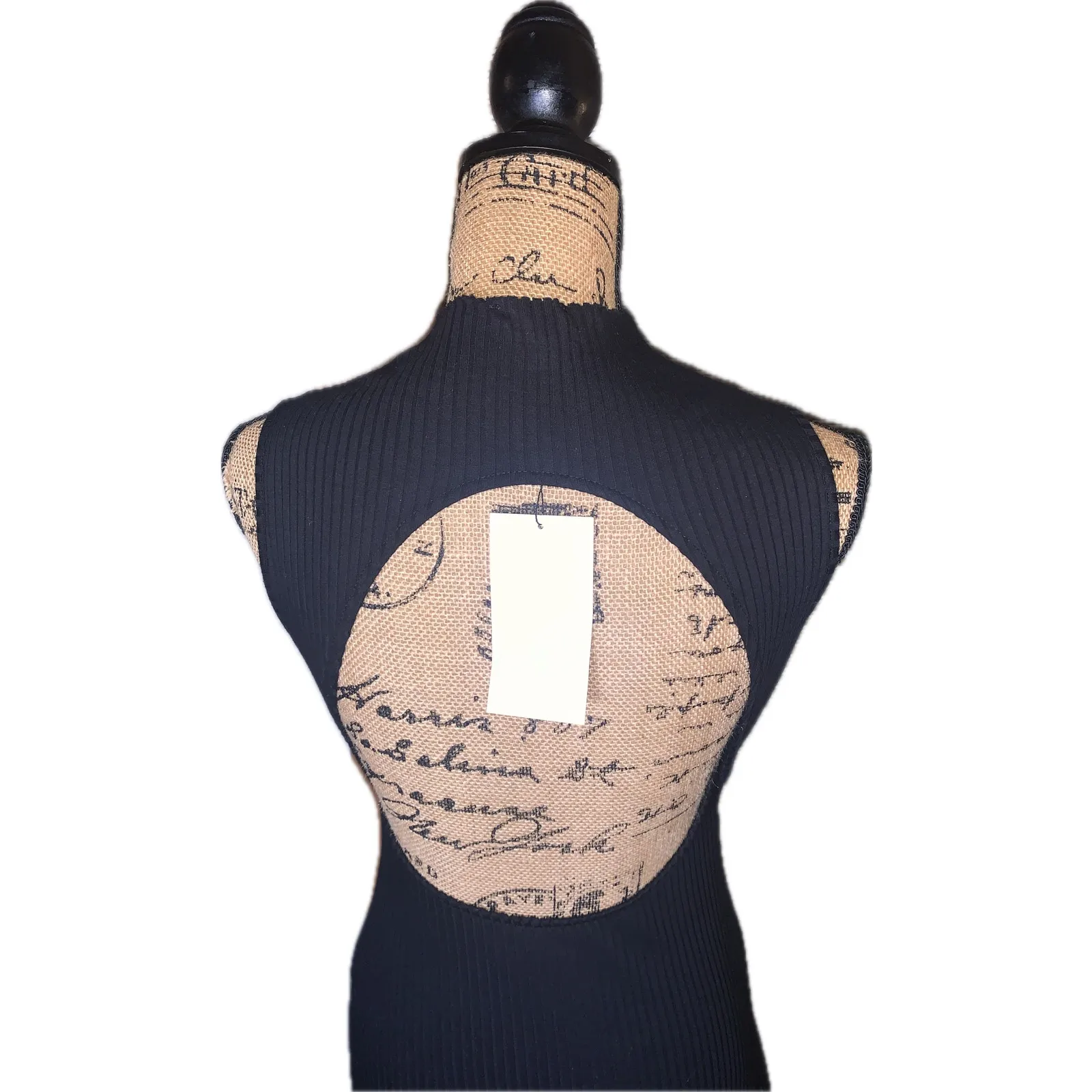 NWT Zara Backless Open Back High Neck BodyCon Ribbed Bubble Mini LBD Dress M - Image 7