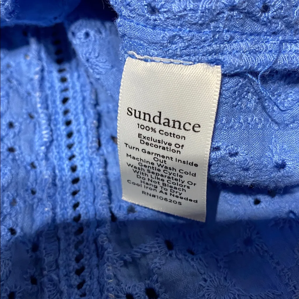 Sundance Eyelet Tee Shirt size Small Blue - Image 6