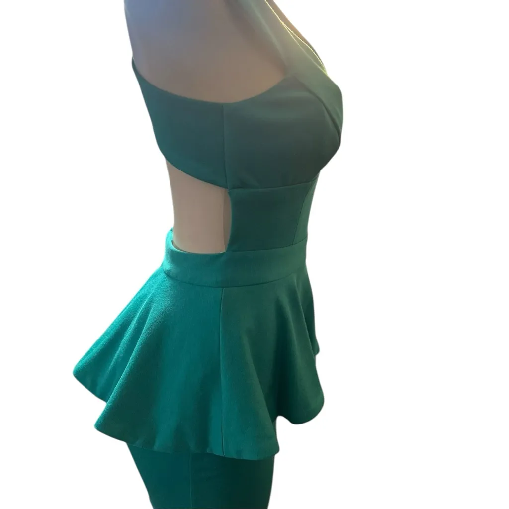 ASOS Teal Green Peplum Criss Cross Dress - Image 7