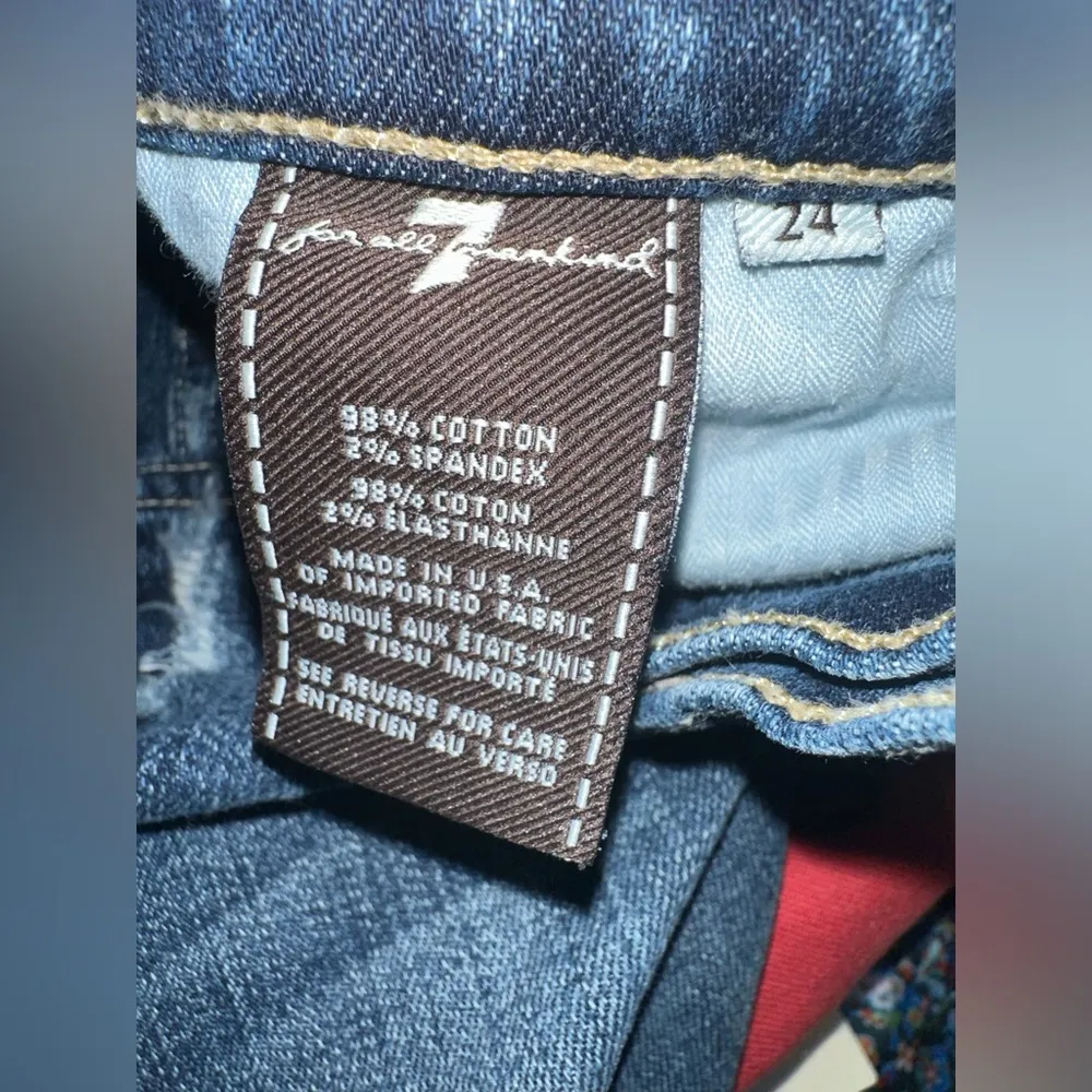 7 For All Mankind Cropped Josefina Skinny Boyfriend Jeans Button Fly Euc Size 24 - Image 6