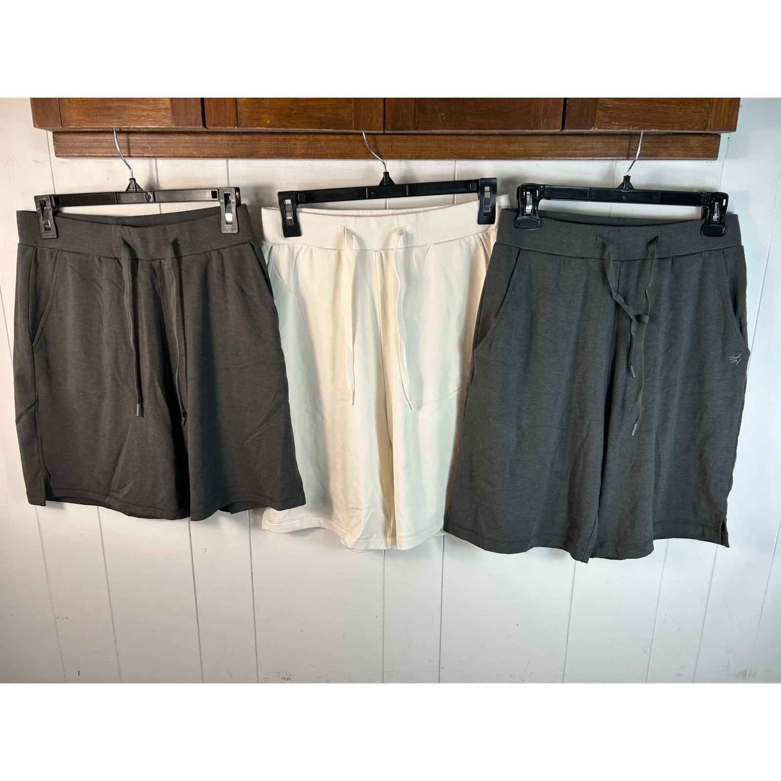 Cozy Earth Women's Set of 3 Brushed Bamboo Shorts in Gray and White. Size S - Image 3