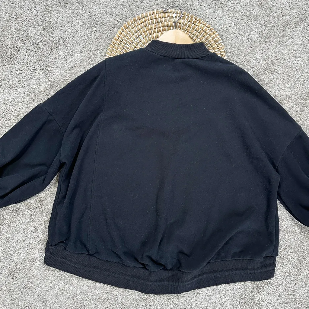 Nap Women’s Loungewear Terry Cropped Boxy Sweatshirt Mock Neck in Black L Size L - Image 9