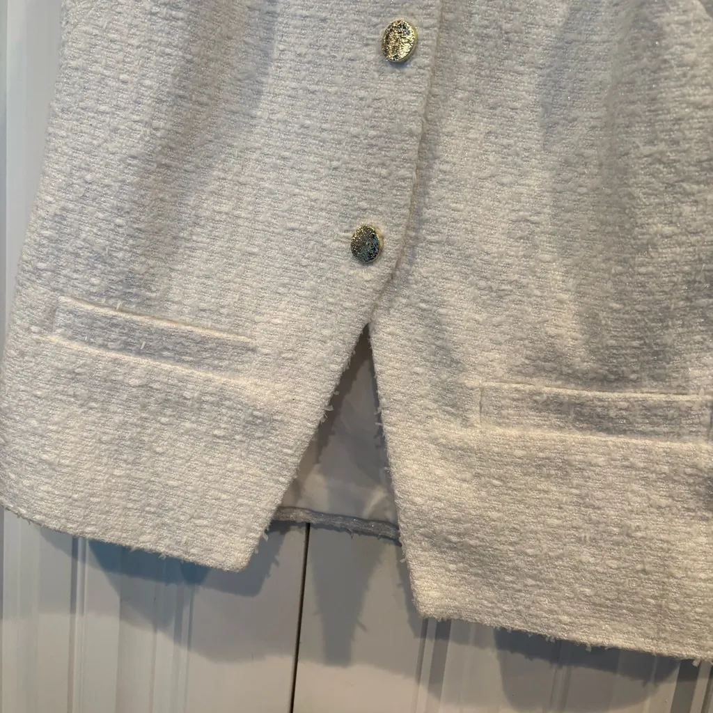 Nanette Lepore White Shimmer Tweed‎ Vest Size Medium - Image 5