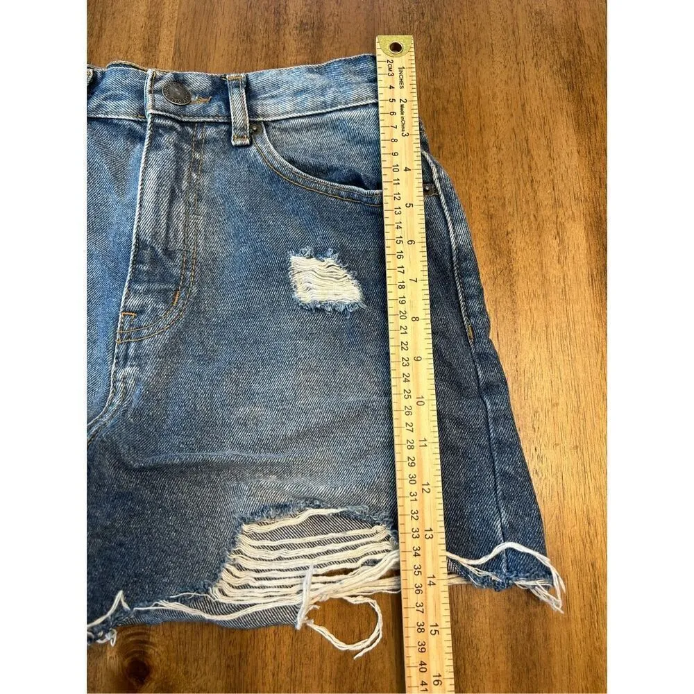 Nasty Gal Womens Blue Denim Cut Off Shorts Size 6 Distressed Cotton - Image 11