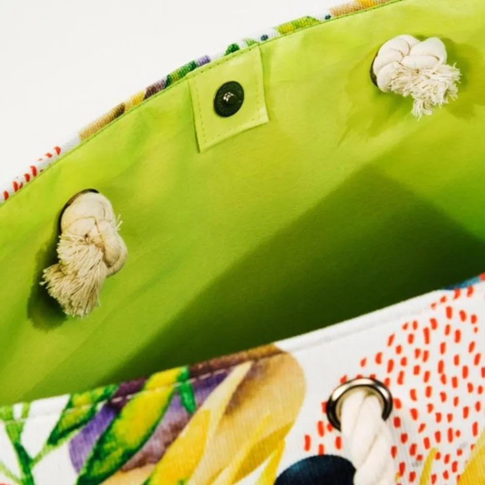 TROPICAL LEAF WITH FLOWER PRINT & ABSTRACT TOTE BAG - Image 7