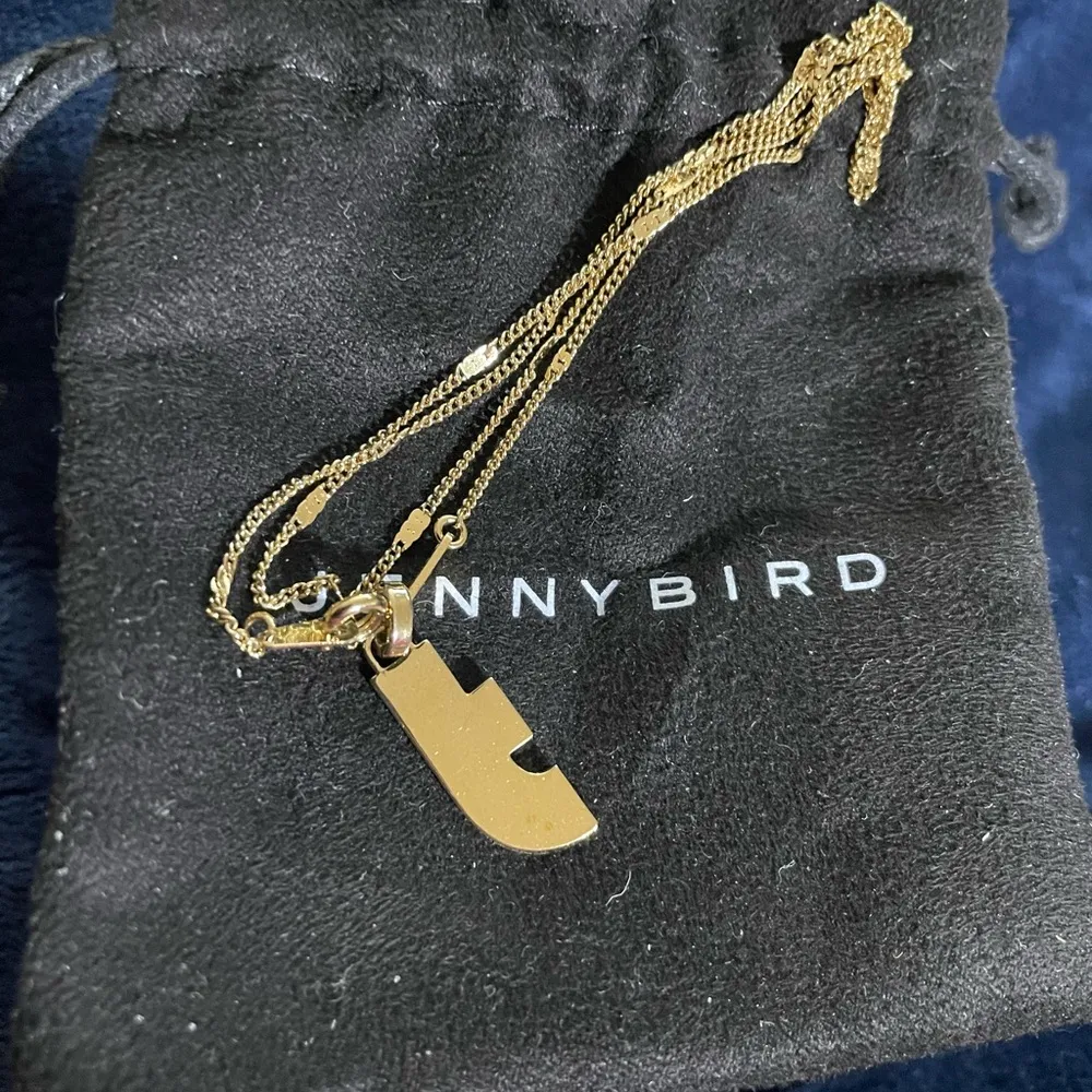 Jenny Bird Delicate Goldtone Necklace With J Symbol Pendant NEW IN BOX - Image 2