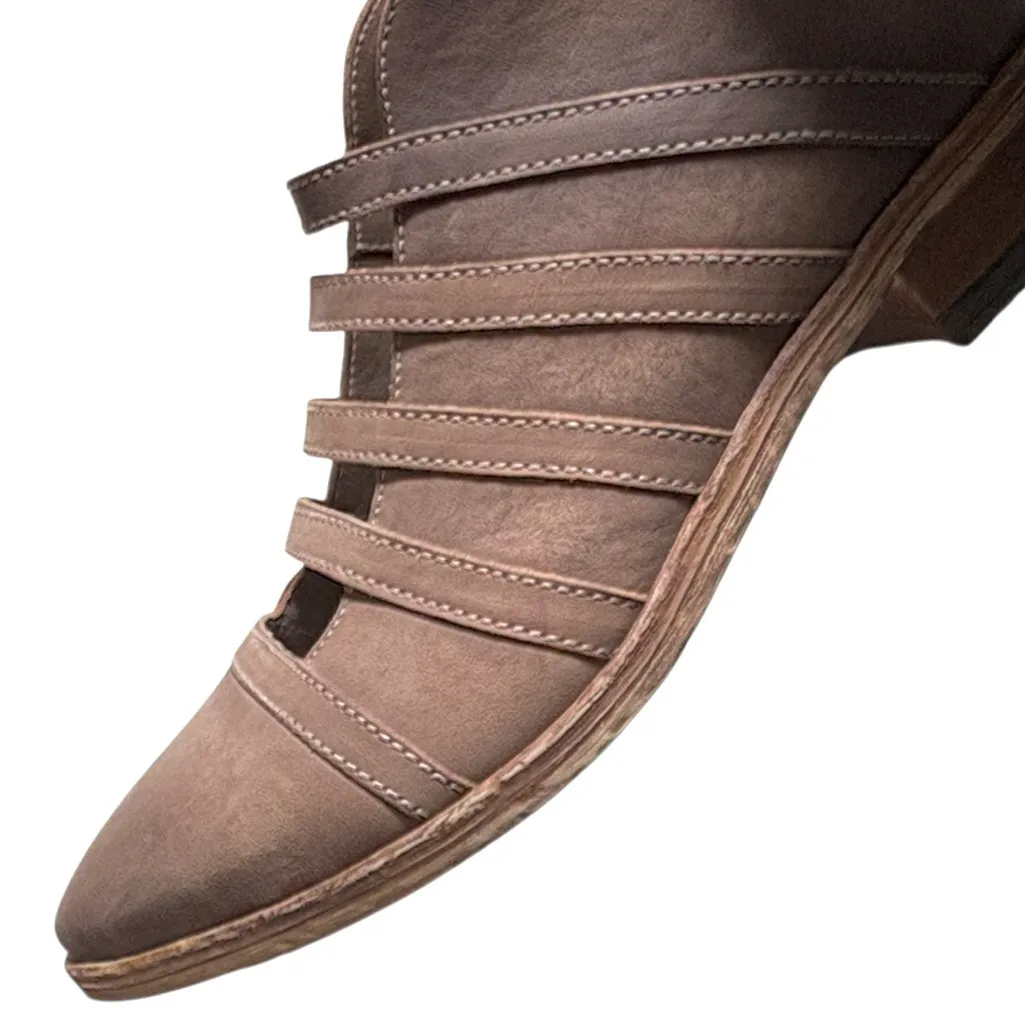 Free People Leather Emma Cut-Out Booties Tan Size 9 - Image 5