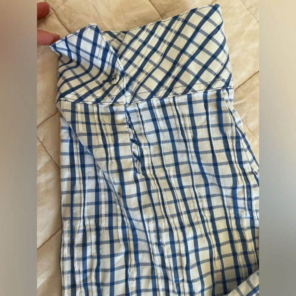 Foxcroft Womens Blue & White Mary Crinkle Gingham Combo Button Down Shirt - 22W - Image 3