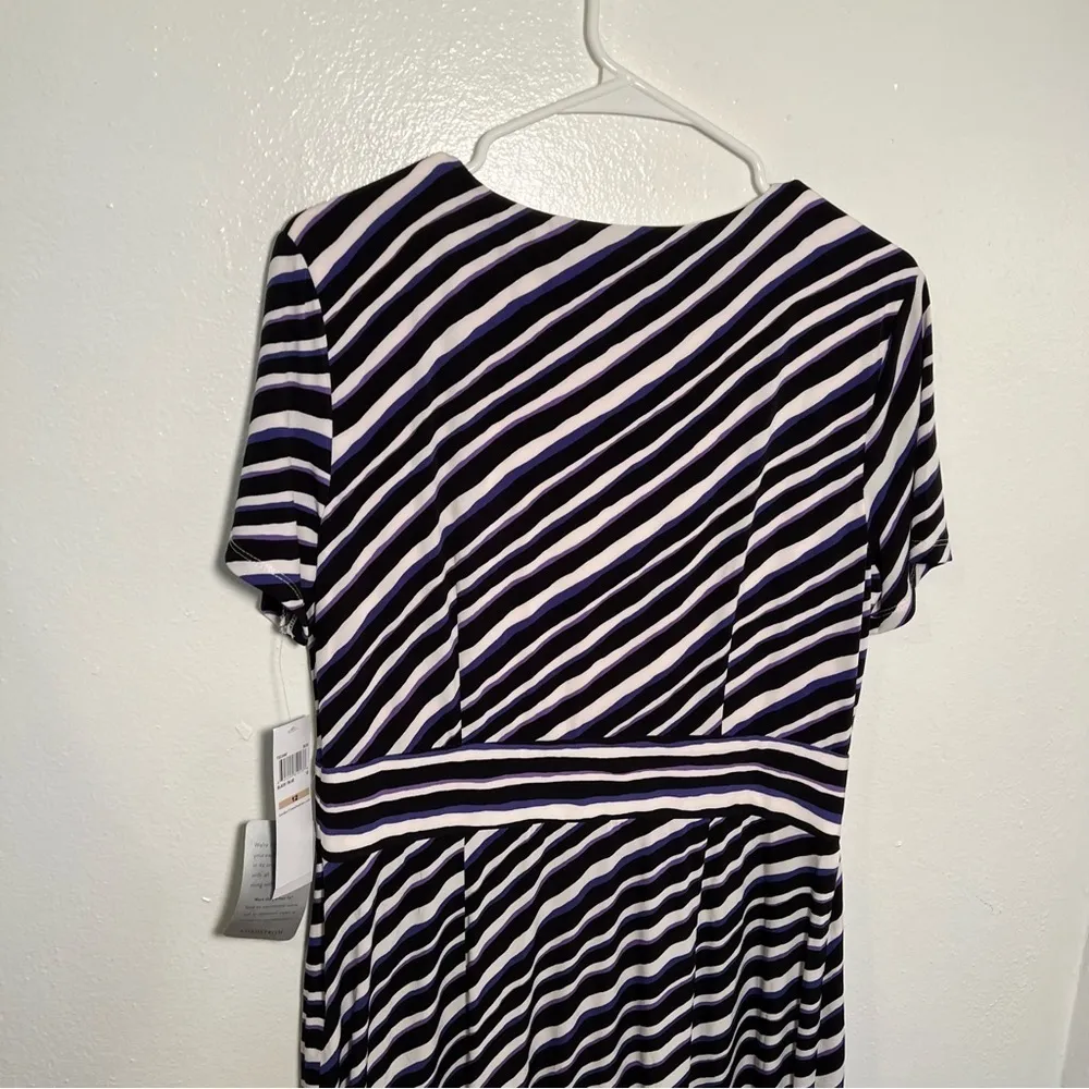 London Times Techno Stripe Jersey Sheath Dress - Image 11