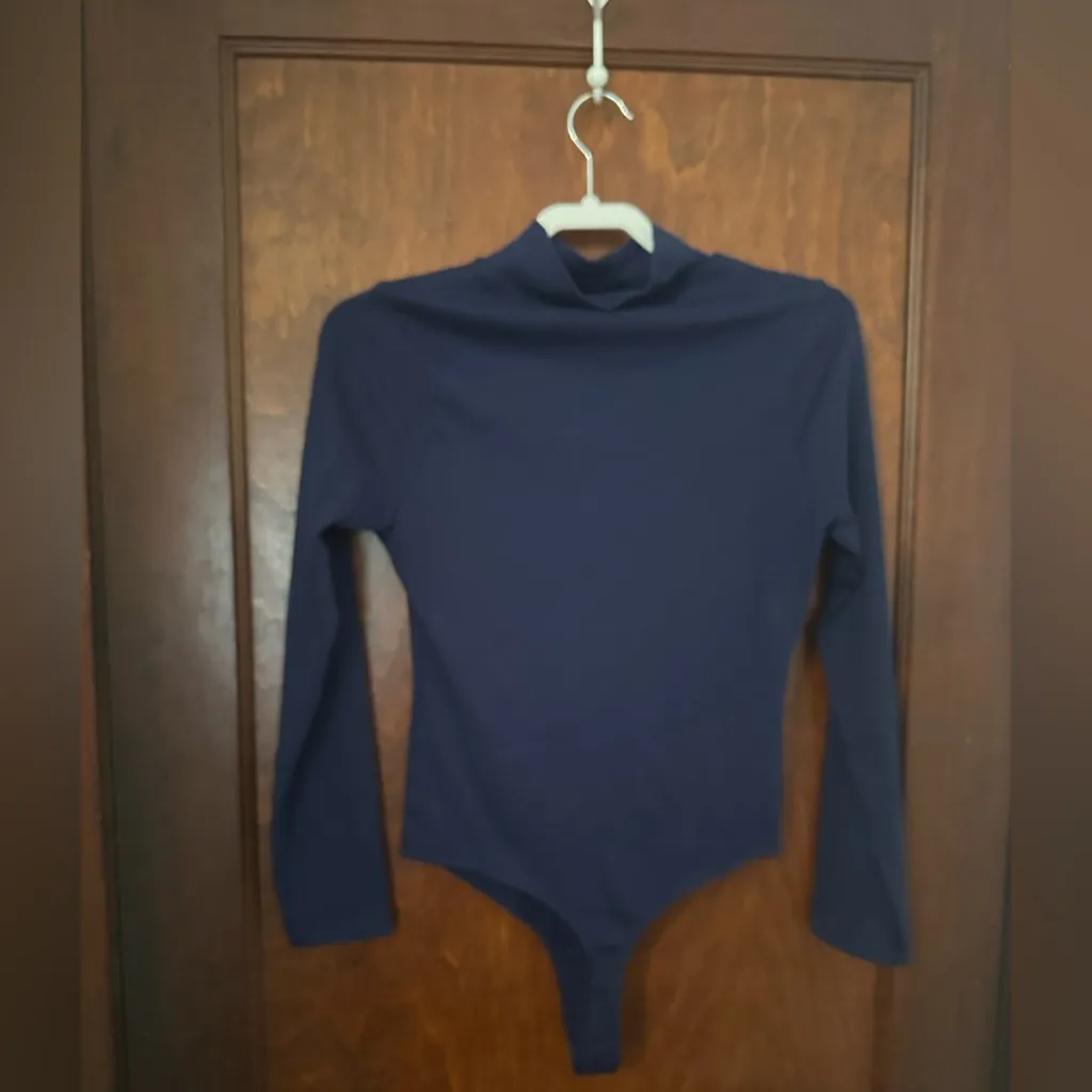 Hill House Home The Luna Bodysuit Navy Cotton Jersey Turtleneck Size S - Image 2