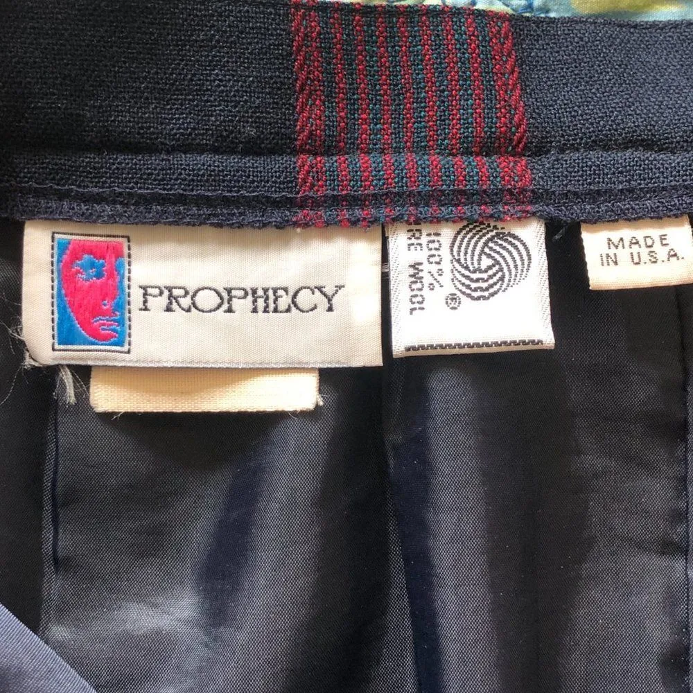 Vintage Women's Tartan Plaid Navy Red Pencil Skirt 100% Wool Size 6 Made in USA - Image 5