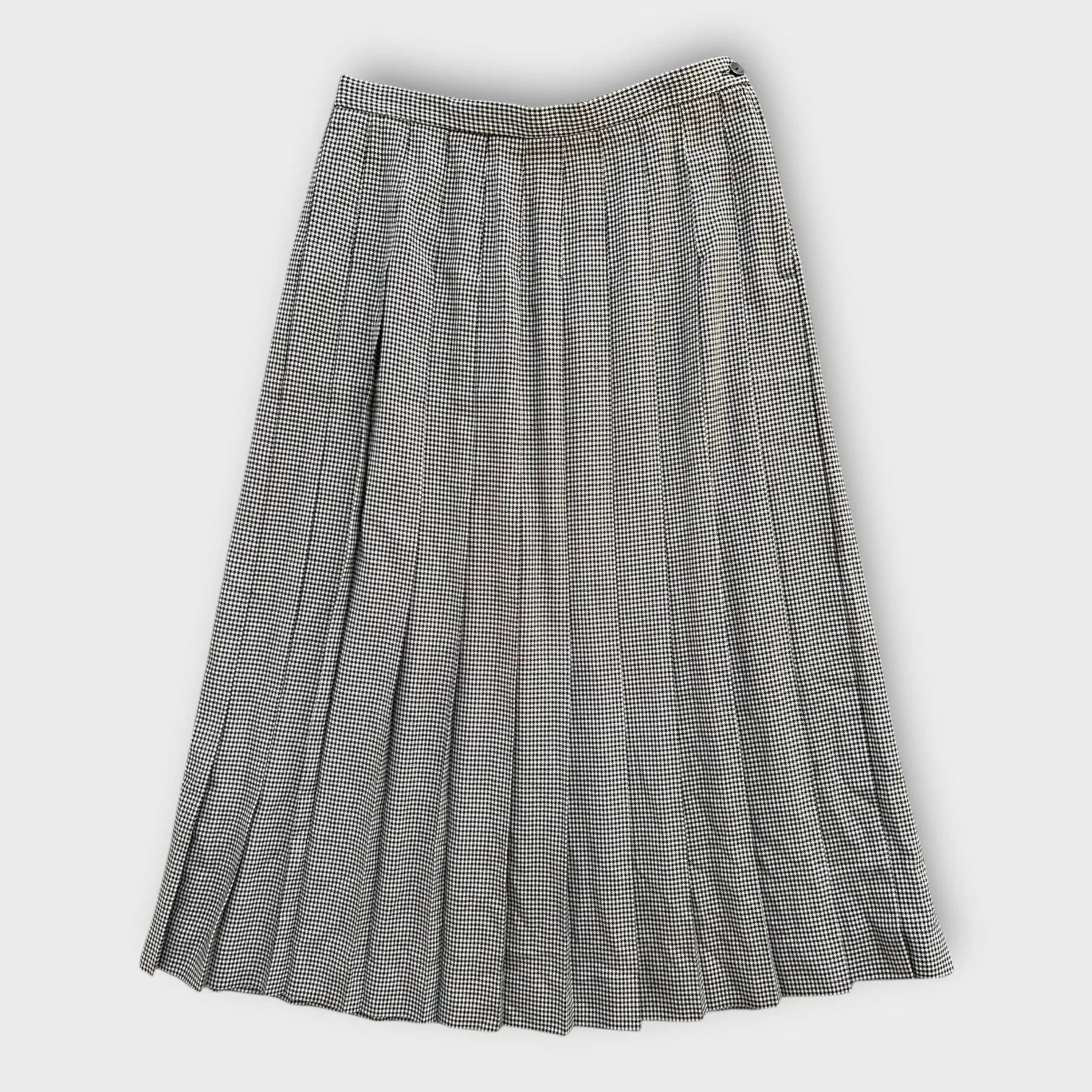 VTG Susan Bristol Black White Houndstooth Pleated Skirt Size 14 Preppy Academia - Image 2