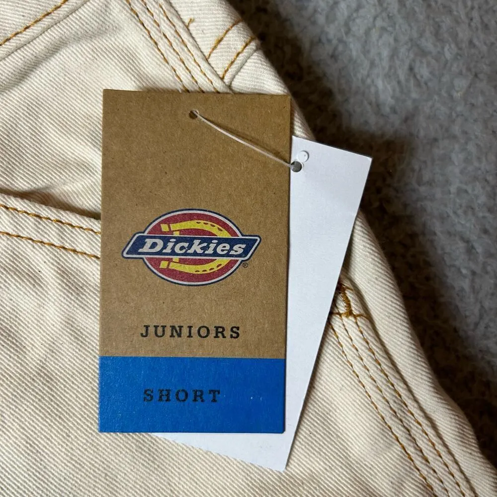 Dickies Shorts Womens Juniors 9/29 Cream High Rise Carpenter Shorts‎ NEW - Image 4