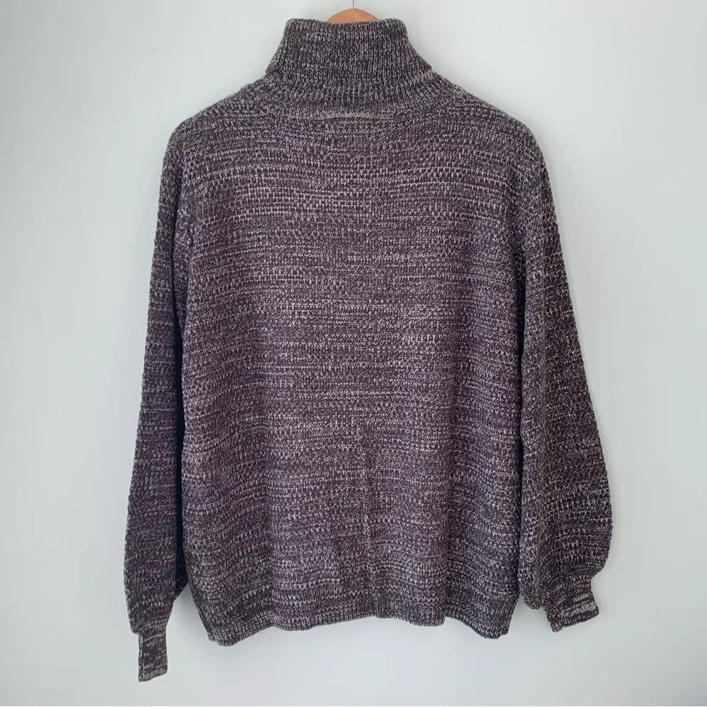 Zenana Marled Balloon Sleeve Turtleneck Sweater Large L - Image 5