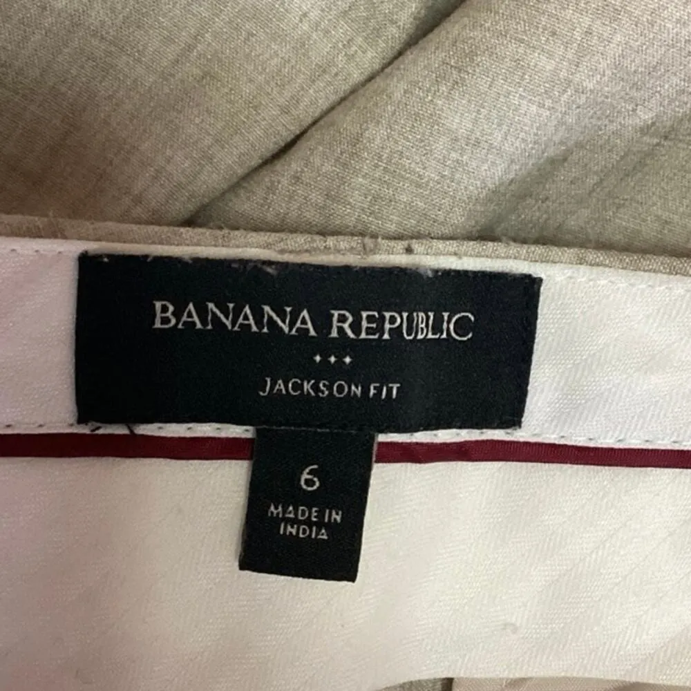 Banana Republic Jackson Fit Beige Stretch Khaki Flared Ankle Dress Pants Size 6 - Image 4