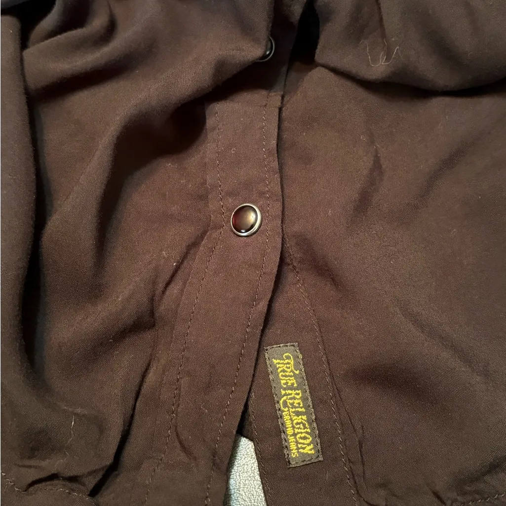 True Religion Black Snap Button Up Accents Very Soft size L - Image 7