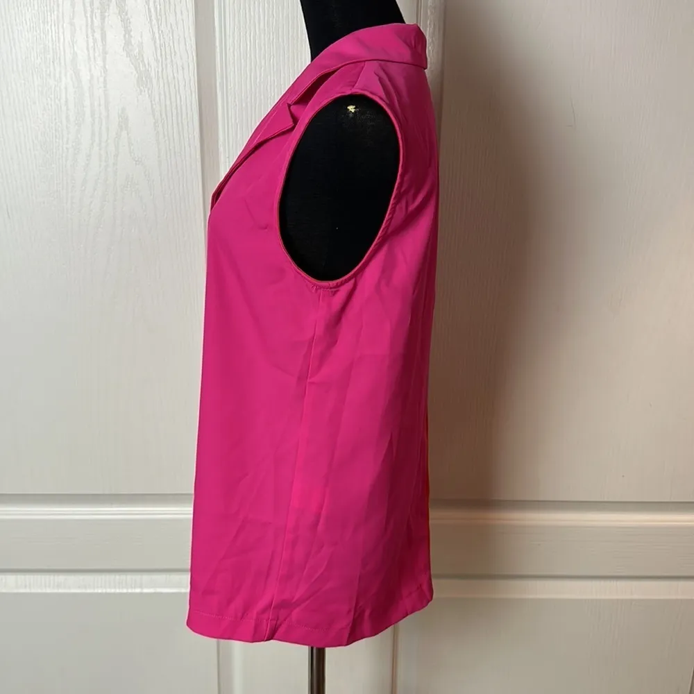 TWO TONE RED & PINK COLOR BLOCK SLEEVELESS BUSINESS LONG FIT BLAZER - Image 3