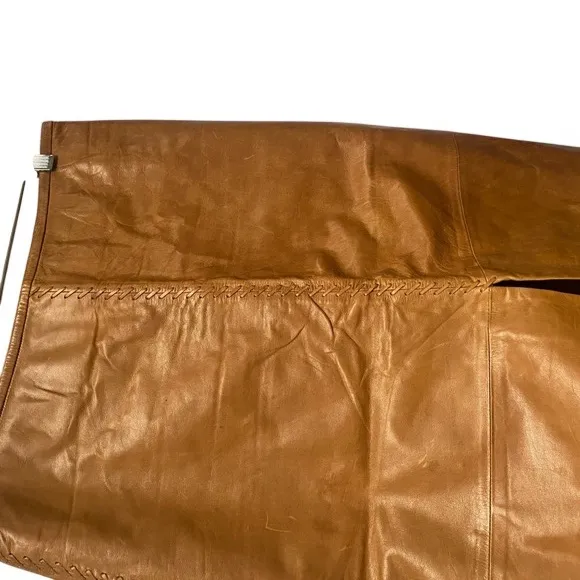 Vintage Y2K Banana Republic Tan Genuine Leather Skirt Aline Feminine Capsule - Image 3