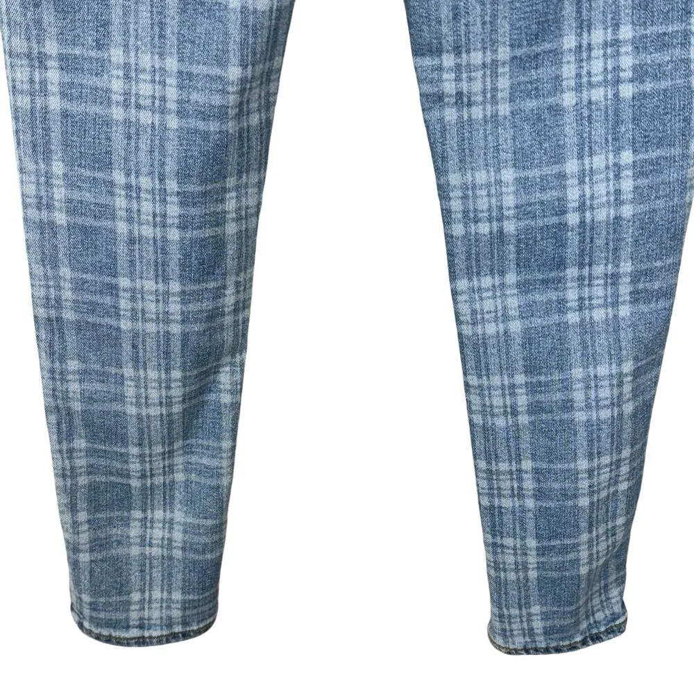 Levi’s 721 SZ 27 High-Rise Skinny Jeans Plaid Stretch Zip-Fly Pockets Blue Women - Image 6