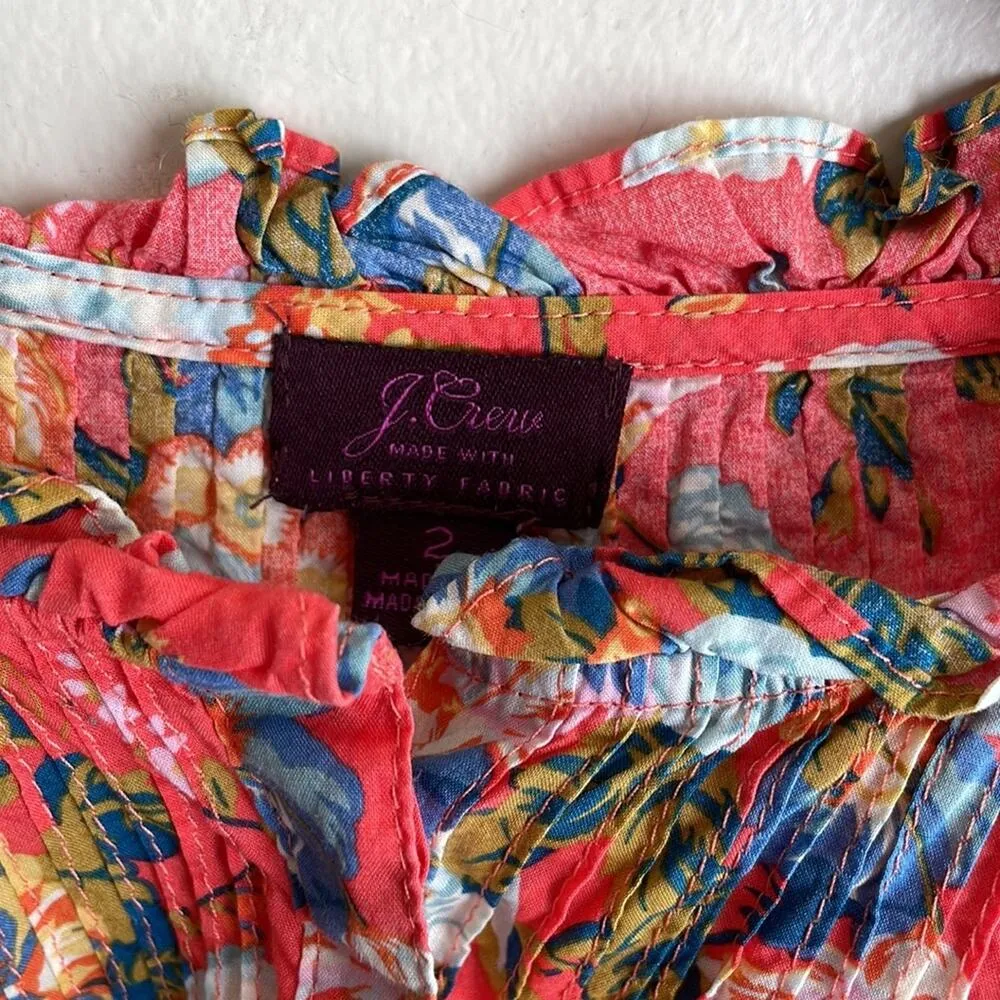 J.Crew Liberty Popover in Coral with Ruffle neck - Image 7