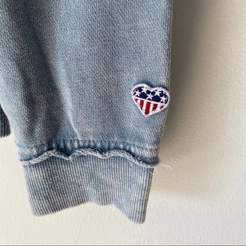 Junk Food Peace Sign America Blue Hoodie Small - Image 4