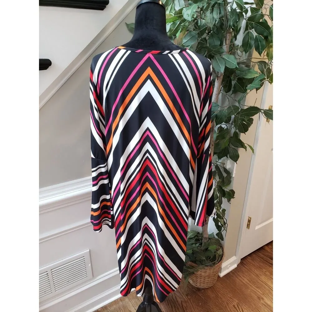 Tacera Women's Multicolor Polyester Scoop Neck Long Sleeve Knee Length Dress 1X - Image 9