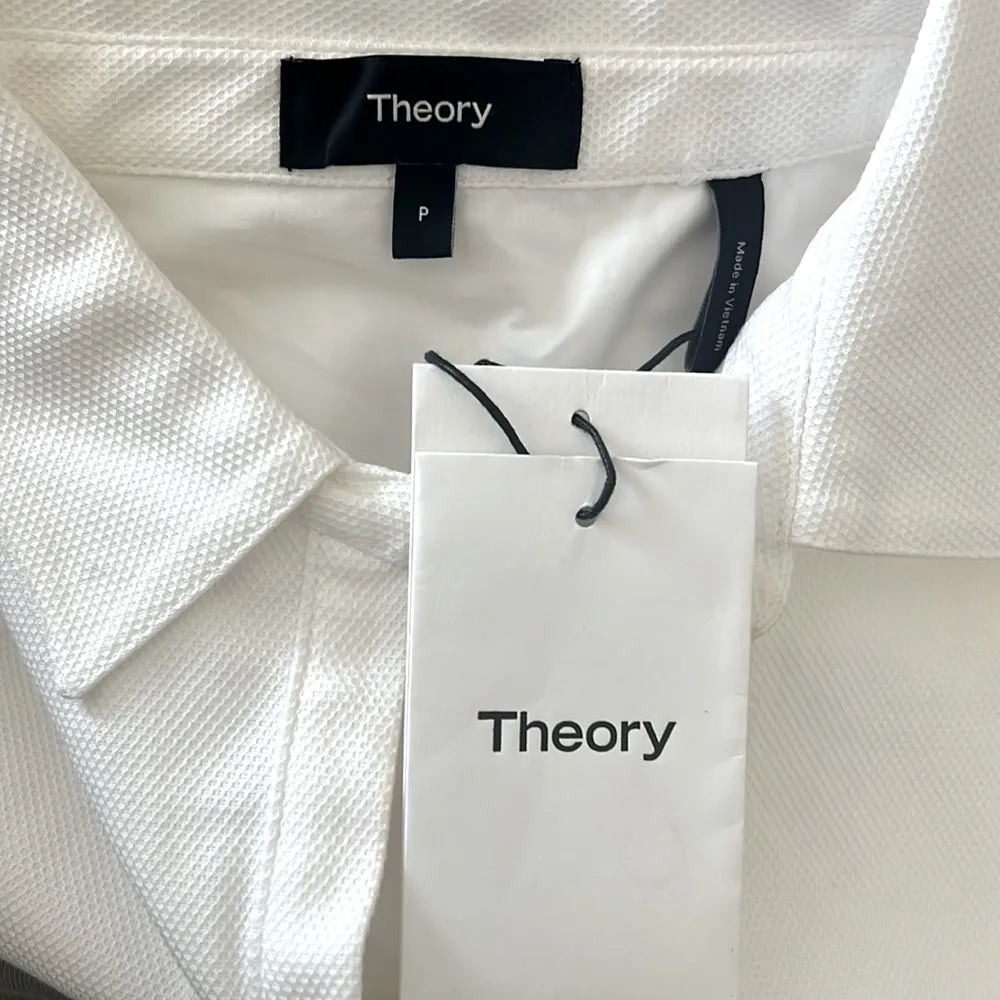 Theory Collared Mandarin Pullover Top in White, Size P New w/Tag - Image 3