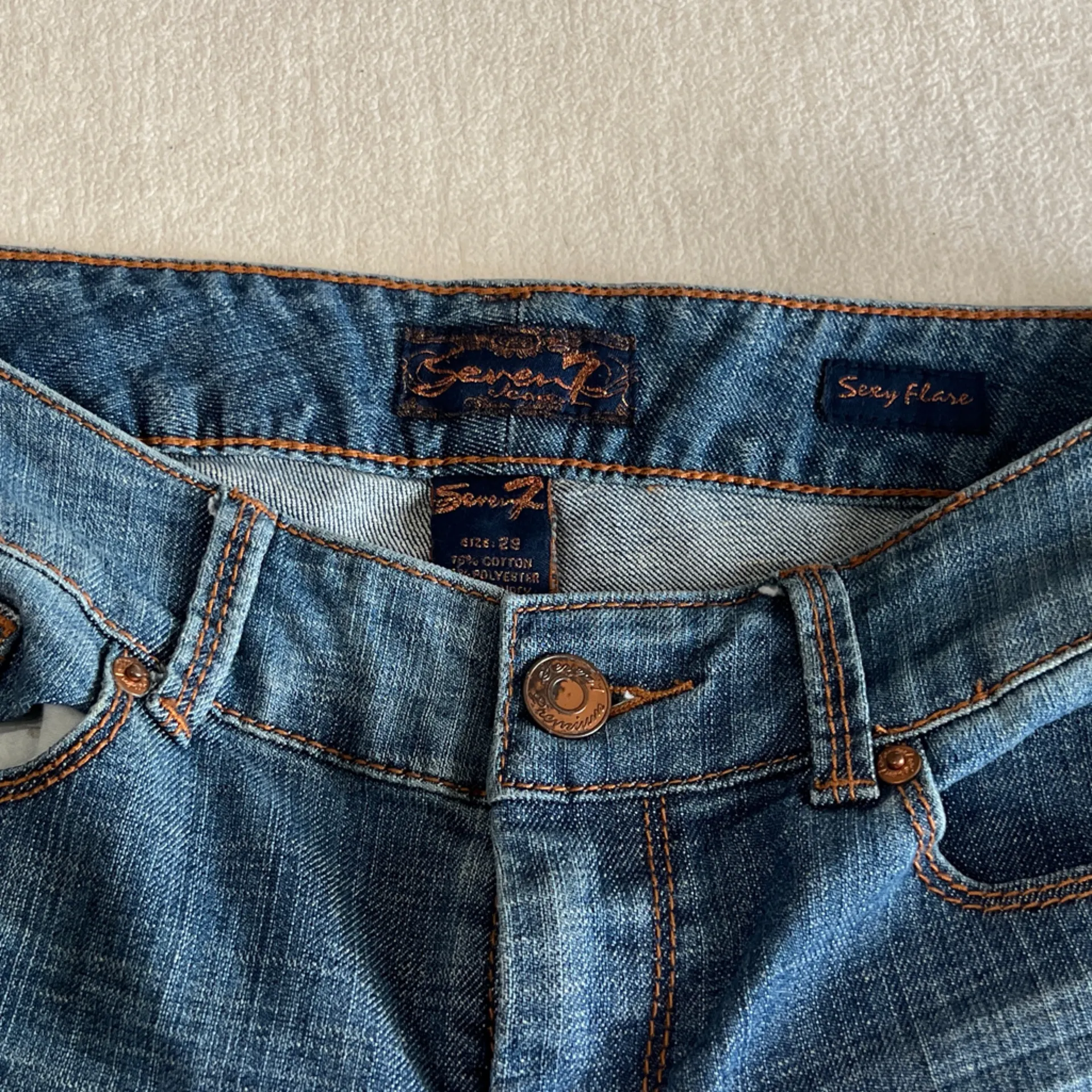 7 For All Mankind Blue Flare Jeans - Image 5