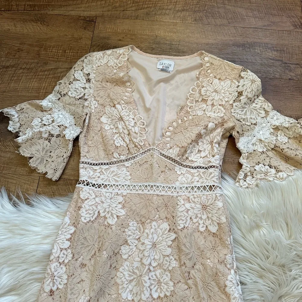 SAYLOR Lace Maggy Dress In Nude - Image 6