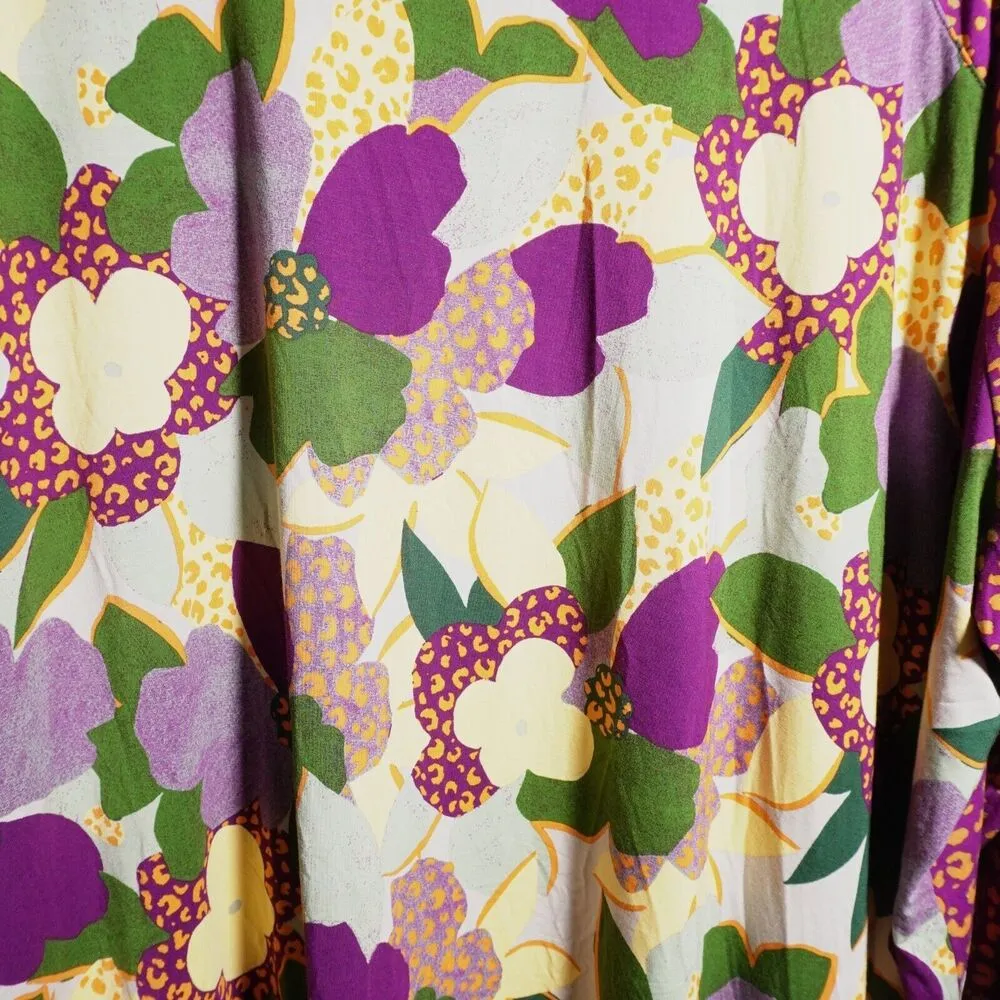 LOGO by LORI‎ GOLDSTEIN 5XL Purple Floral Tunic Top Shirt Blouse Groovy Bright - Image 3