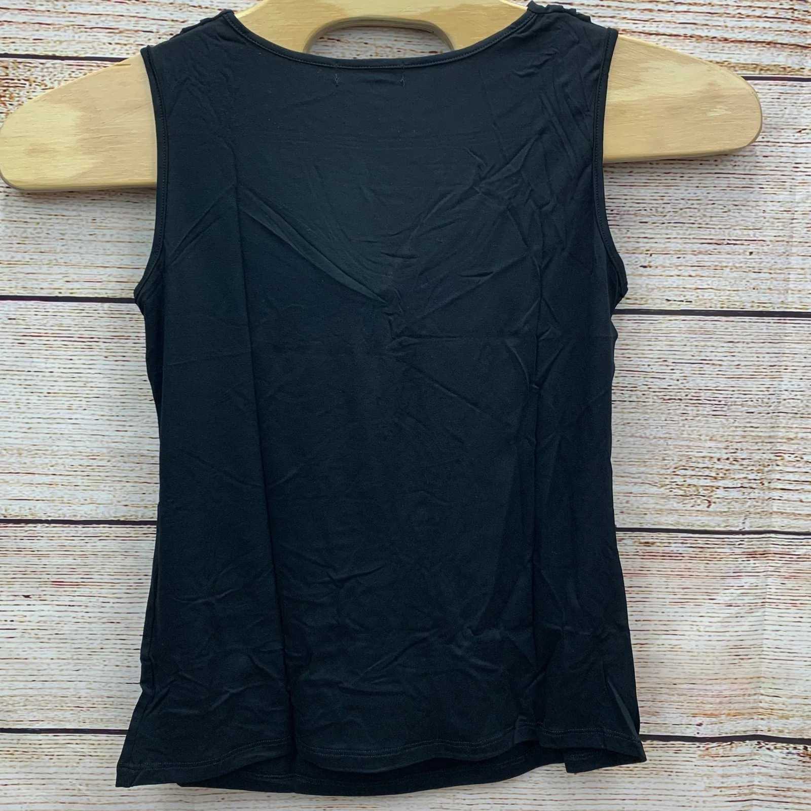 Amore‎ All.F.Y Black Ruched Cowl Neck Stretch Tank Top Large Made in USA - Image 2