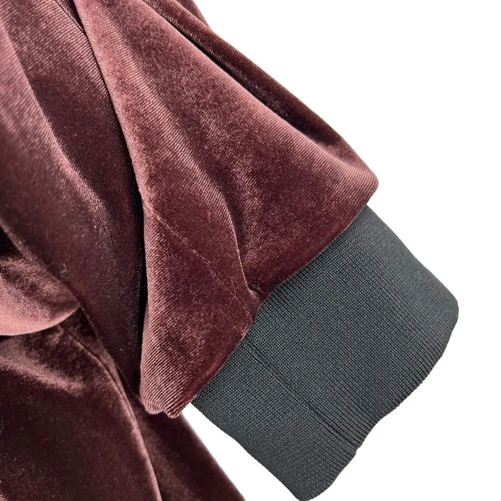 NVLT Bomber Jacket Brown Velvet Madeira Soft Girl Minimalist Outerwear Y2K Large - Image 4