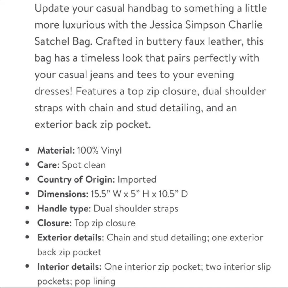 Jessica Simpson Charlie Hobo Satchel Bag Tan Vegan Leather - Image 16
