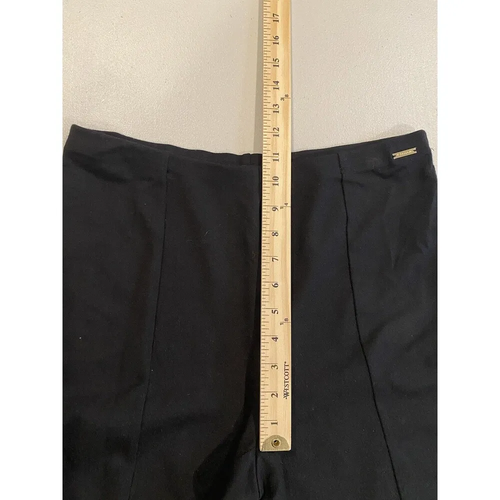 T Tahari Pants Womens Med Black Pull-On Stretch Ponte Front Slit Travel Workwear - Image 5