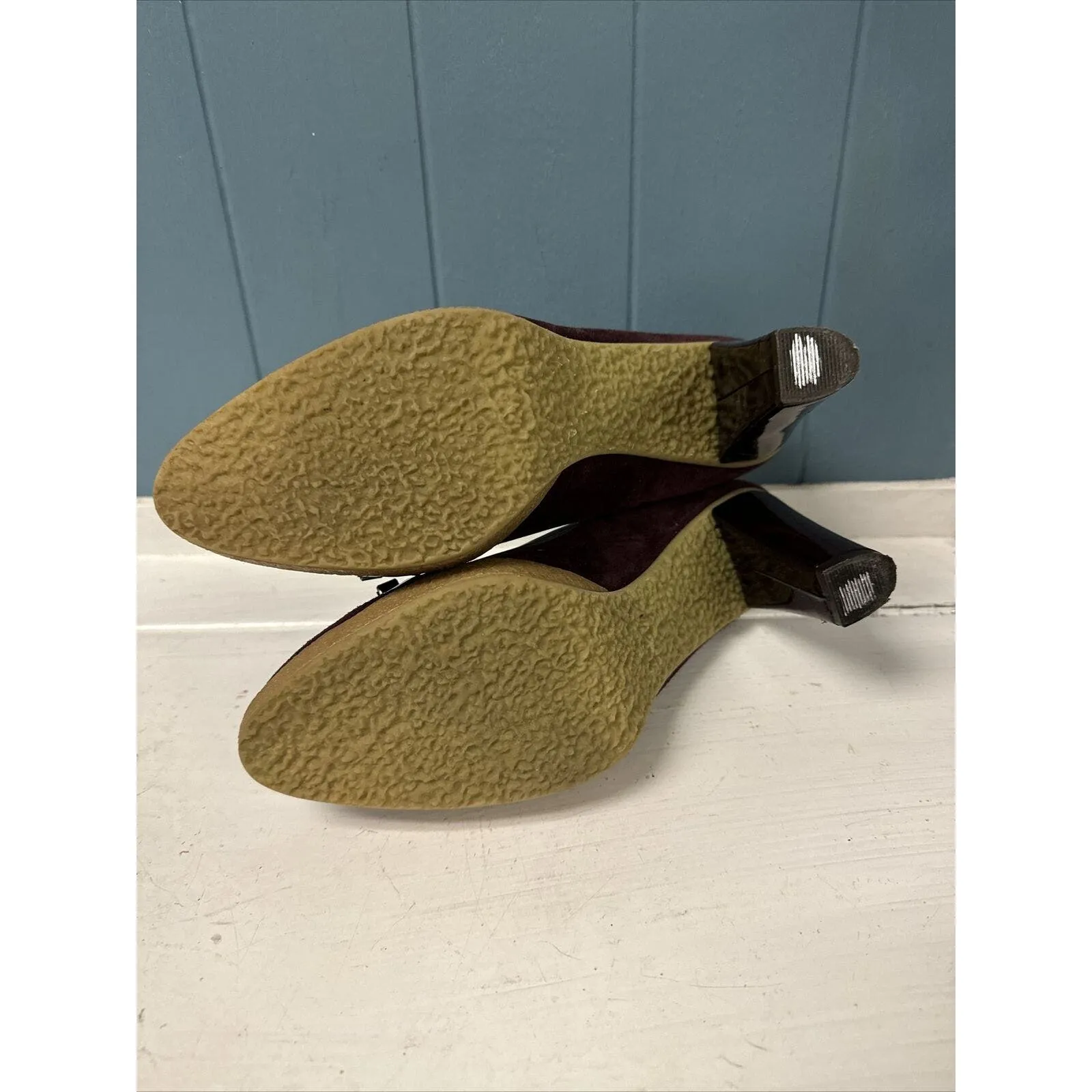 90s Y2K United Colors of Benetton Suede Heels With‎ Rubber Platform Size 38 US 7 - Image 9