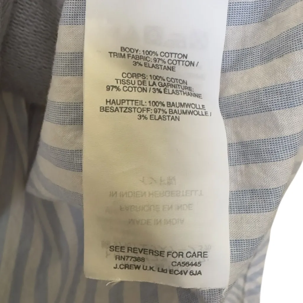 J.Crew Gray Striped Back Button Down Sweatshirt Blouse Top XXL Blue - Image 7
